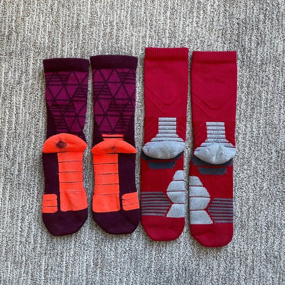 Lot of 2 Pairs Men's Medium Adidas Football Traxion Cushioned Crew Socks Red - Picture 2 of 4